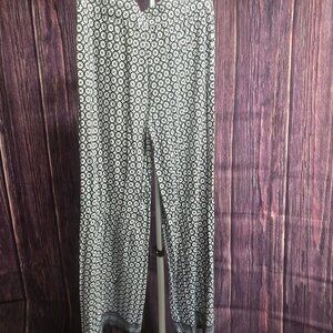 Max Studio Blue and Whit Wide Leg Pants Geometric Print Size M Pull On